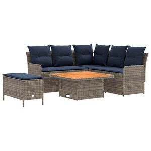 vidaXL Ensembles de meubles 5 pc Gris et bleu marine Rotin PE