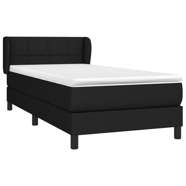 vidaXL Sommier &agrave; lattes de lit avec matelas Noir 90x190 cm Tissu