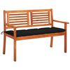 vidaXL Banc de jardin 2 places avec coussin 120 cm Bois d'eucalyptus