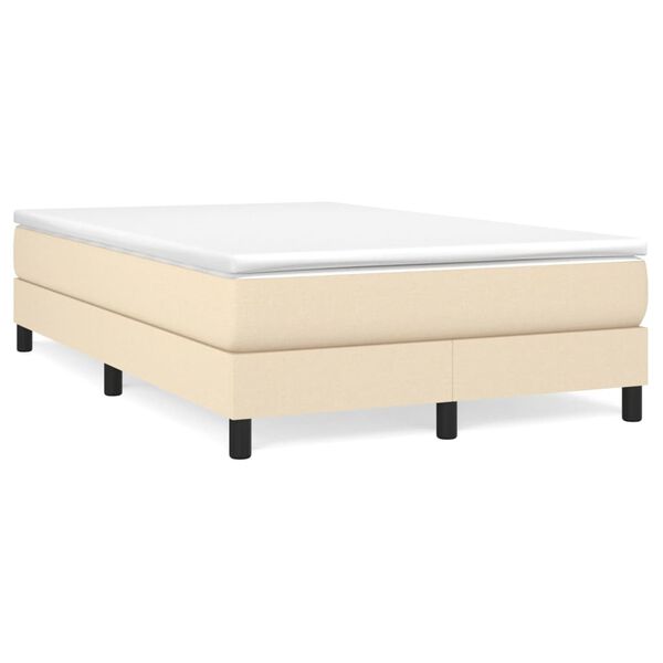 vidaXL Sommier &agrave; lattes de lit avec matelas Cr&egrave;me 120x200 cm Tissu