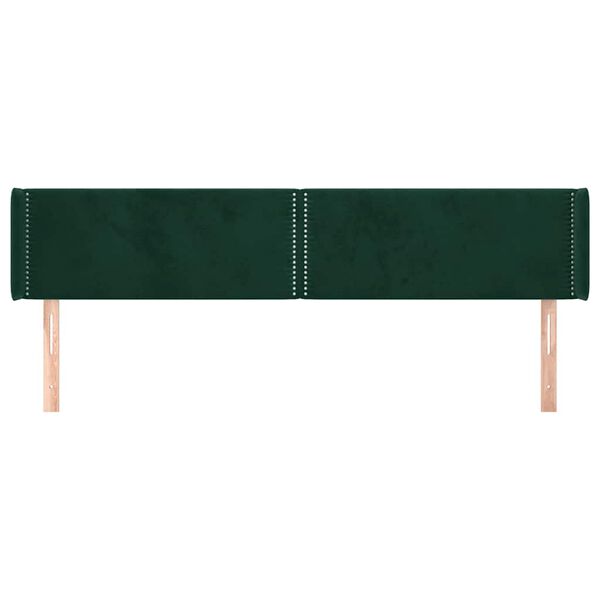 vidaXL T&ecirc;te de lit avec oreilles Vert fonc&eacute; 203x16x78/88 cm Velours