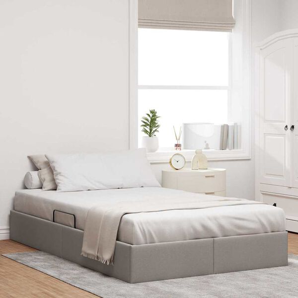 vidaXL Lit de Rangement avec matelas Taupe 120 x 200 cm tissu