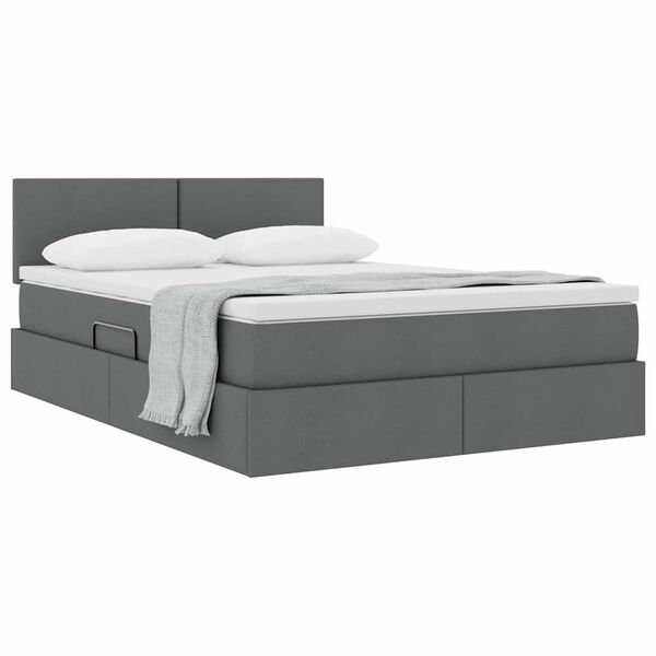 vidaXL Lit avec rangement et matelas Gris fonc&eacute; 140 x 200 cm