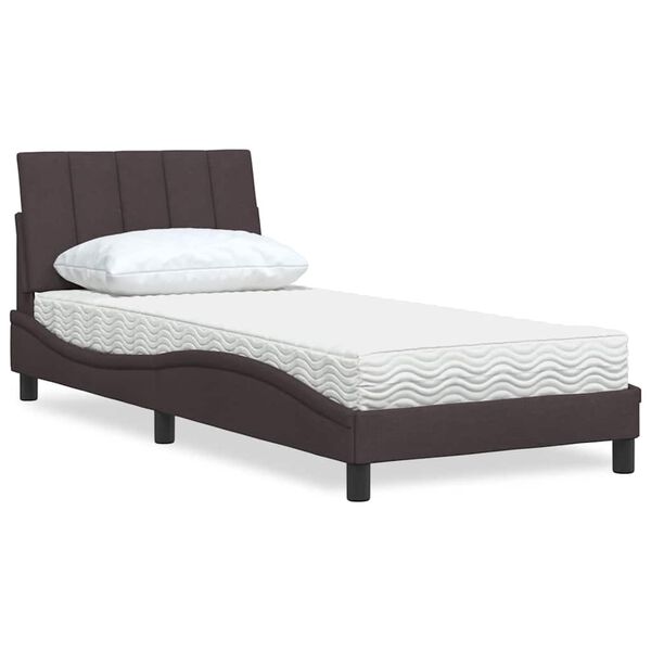 vidaXL Lit avec matelas Hanko marron fonc&eacute; 90x200 cm tissu