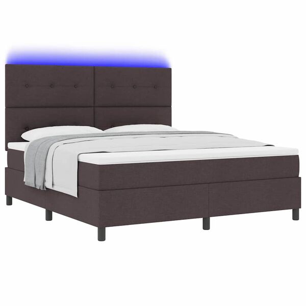 vidaXL Lit &agrave; ressorts avec matelas Marron fonc&eacute; 180 x 200 cm tissu