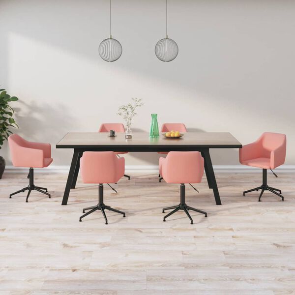 vidaXL Chaises pivotantes &agrave; manger lot de 6 Rose Velours
