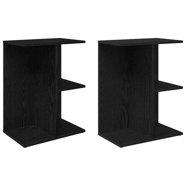 vidaXL Tables de chevet 2 pcs ch&ecirc;ne noir 46,5x29x61 cm bois ing&eacute;nierie