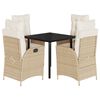vidaXL Ensemble &agrave; manger de jardin avec coussins 5pcs Beige poly rotin