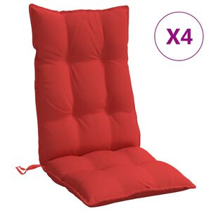 vidaXL Coussins de chaise &agrave; dossier haut lot de 4 rouge tissu oxford