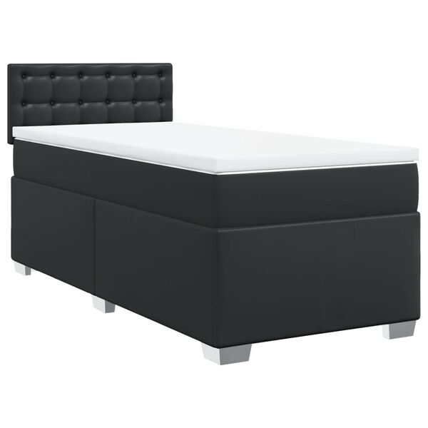 vidaXL Sommier à lattes de lit avec matelas Noir 100x200 cm Similicuir