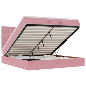 vidaXL Cadre de lit ottoman avec matelas rose 180x200 cm velours