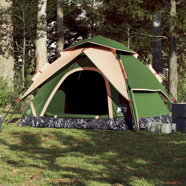 vidaXL Tente de camping à dôme 5 personnes vert libération rapide