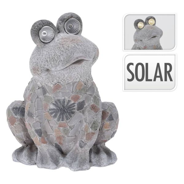 ProGarden D&eacute;coration grenouille avec lampe solaire Oxyde de magn&eacute;sium