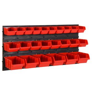 vidaXL Ensemble d'étagères d'atelier 26 pcs Rouge et noir 77x39 cm PP