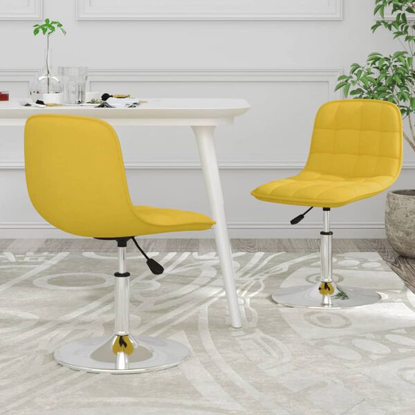 vidaXL Chaises pivotantes &agrave; manger lot de 2 jaune moutarde tissu