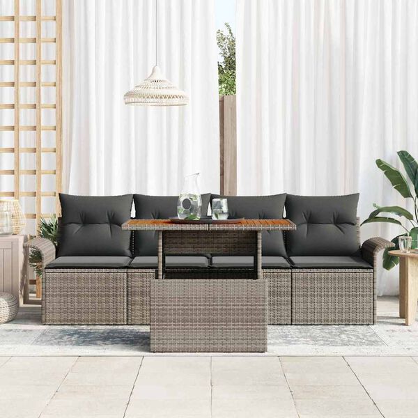 vidaXL Ensemble de canap&eacute; de jardin 5 pcs Gris Poly rotin