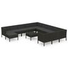 vidaXL Salon de jardin 13 pcs avec coussins R&eacute;sine tress&eacute;e Noir