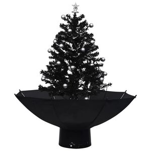 vidaXL Arbre de No&euml;l neigeux avec base de parapluie Noir 75 cm PVC