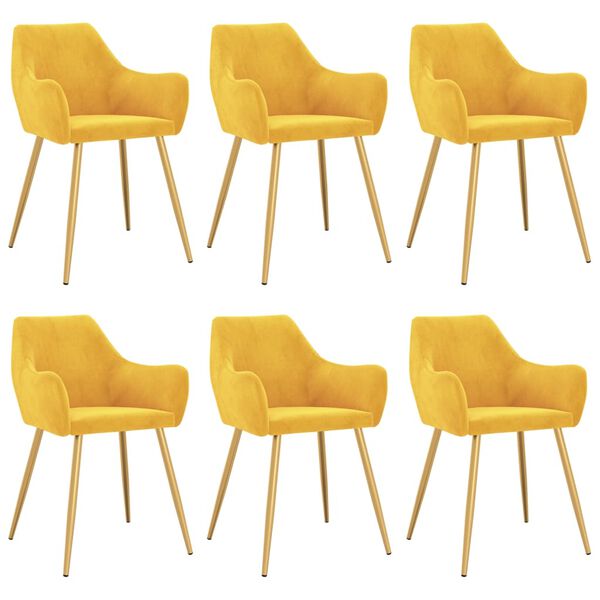 vidaXL Chaises &agrave; manger lot de 6 jaune velours