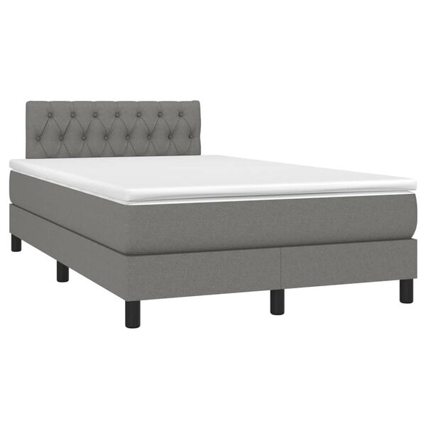 vidaXL Sommier &agrave; lattes de lit et matelas et LED Gris fonc&eacute; 120x200 cm