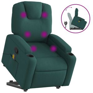 vidaXL Fauteuil inclinable de massage Vert fonc&eacute; Tissu