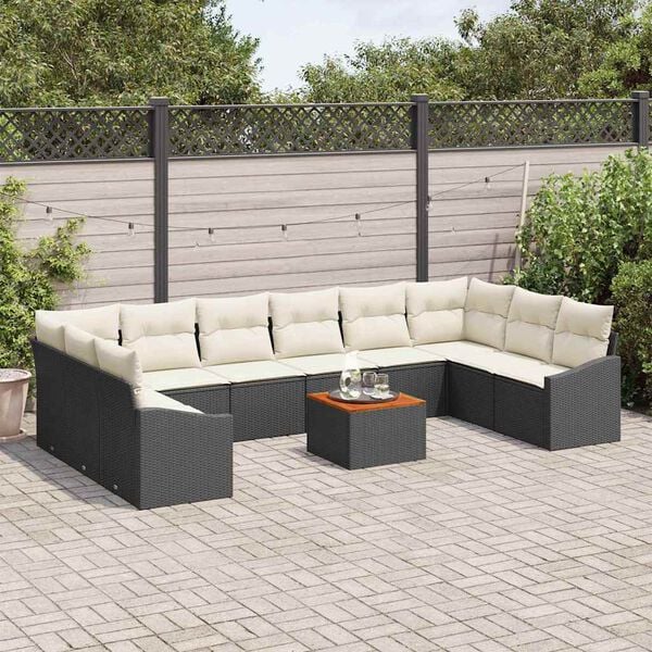 vidaXL Ensemble de canap&eacute; de jardin 11 pcs Noir Poly rotin