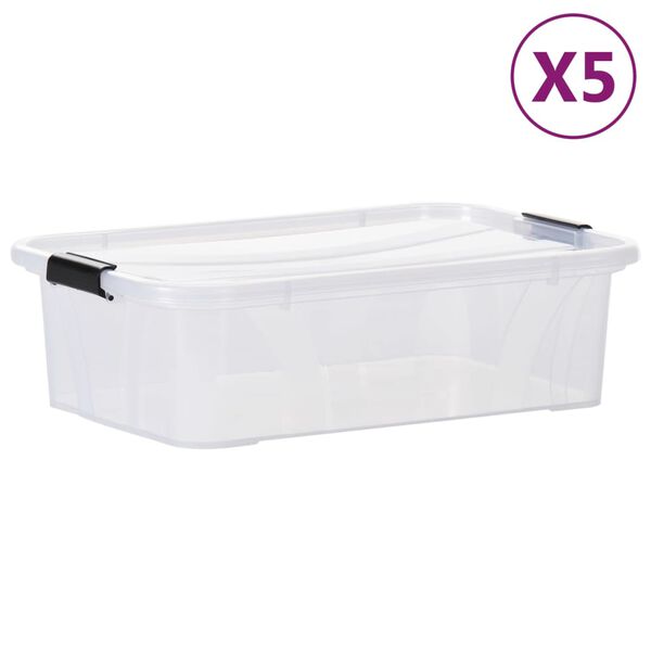 vidaXL Bo&icirc;tes de rangement avec couvercles 5 pcs Transparent 7 L