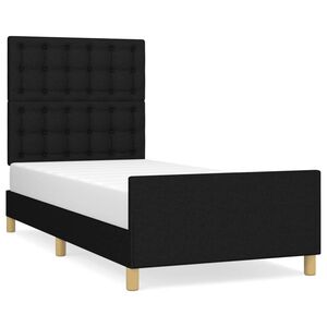 vidaXL Cadre de lit sans matelas avec t&ecirc;te de lit noir 90x200 cm tissu
