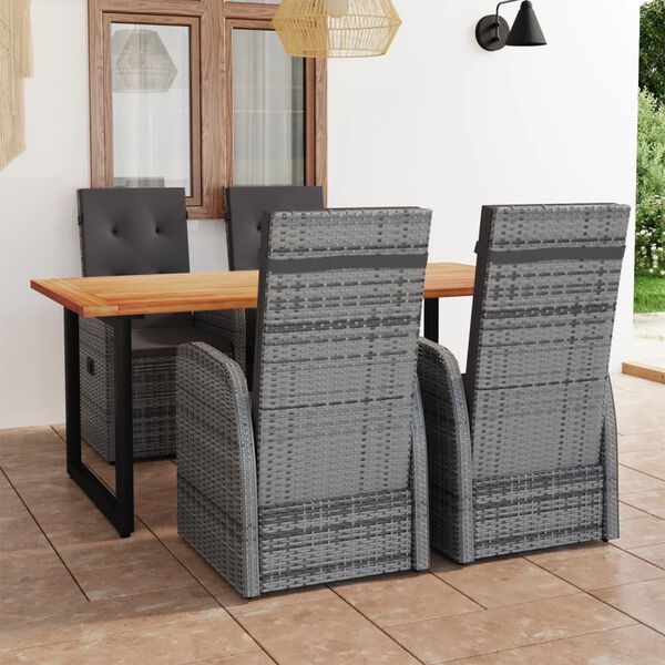 vidaXL Ensemble &agrave; manger de jardin avec coussins 5 pcs r&eacute;sine tress&eacute;e