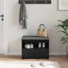vidaXL Banc d'entr&eacute;e avec coussin Ch&ecirc;ne noir 60 x 38 x 46 cm