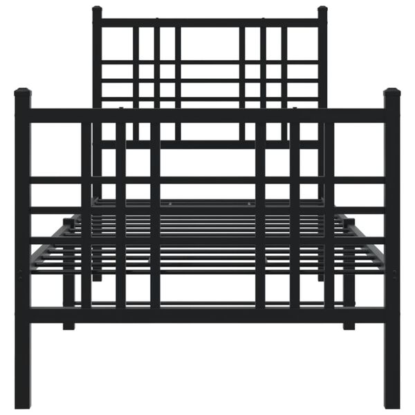 vidaXL Cadre de lit m&eacute;tal sans matelas avec pied de lit noir 80x200 cm