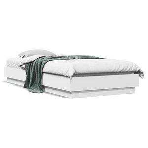 vidaXL Cadre de lit sans matelas blanc 100x200 cm bois d'ing&eacute;nierie