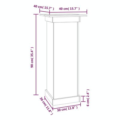 vidaXL Support à fleurs 40x40x90 cm Bois de pin solide