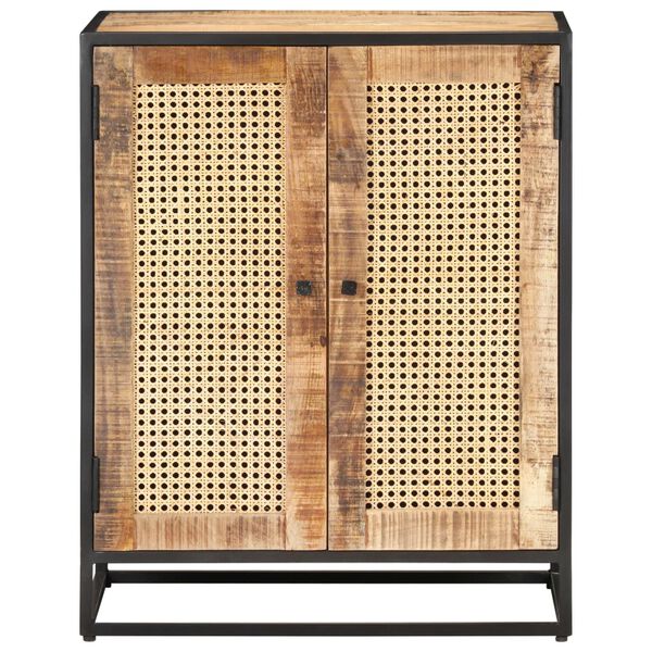 vidaXL Buffet 60x35x75 cm Bois de manguier brut et canne naturelle