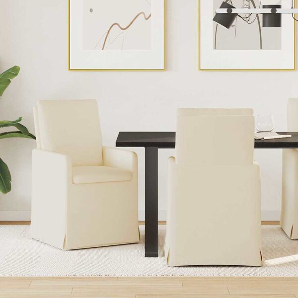 vidaXL Chaises de salle &agrave; manger 2 pcs Beige 57 x 67 x 98 cm Lin