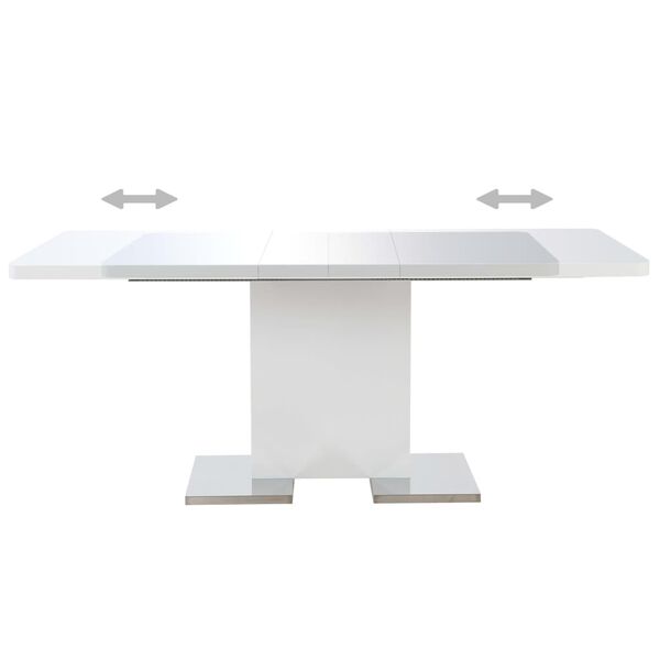 vidaXL Table &agrave; d&icirc;ner extensible Blanc brillant 180x90x76 cm MDF