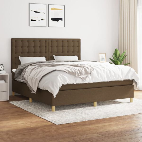 vidaXL Sommier &agrave; lattes de lit avec matelas Marron fonc&eacute; 160x200 cm