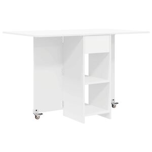 vidaXL Table &agrave; d&icirc;ner 115 x 70 x 75 cm Bois d'ing&eacute;nierie Blanc