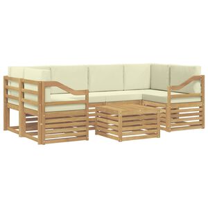 vidaXL Ensemble de canap&eacute;s d'ext&eacute;rieur 7 pcs Blanc et cr&egrave;me Polyester