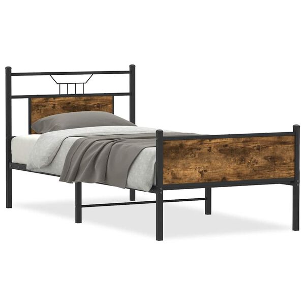 vidaXL Cadre de lit sans matelas chêne fumé 75x190cm bois d'ingénierie