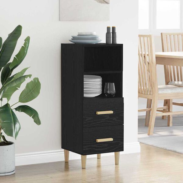 vidaXL Buffet Ch&ecirc;ne noir 34 x 34,5 x 90 cm Bois d'ing&eacute;nierie