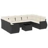 vidaXL Salon de jardin 10 pcs avec coussins noir r&eacute;sine tress&eacute;e
