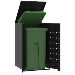 vidaXL Rangement &agrave; roulettes pour poubelles pour bac unique noir acier