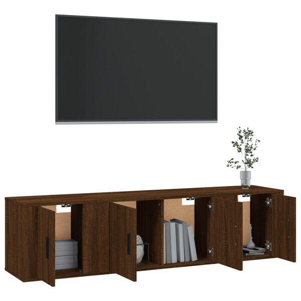 vidaXL Ensemble de meubles TV 3 pcs Ch&ecirc;ne marron Bois d'ing&eacute;nierie