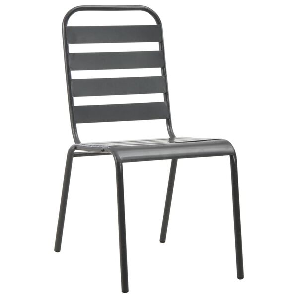 vidaXL Chaises d'ext&eacute;rieur lot de 4 Design &agrave; lattes Acier Gris fonc&eacute;