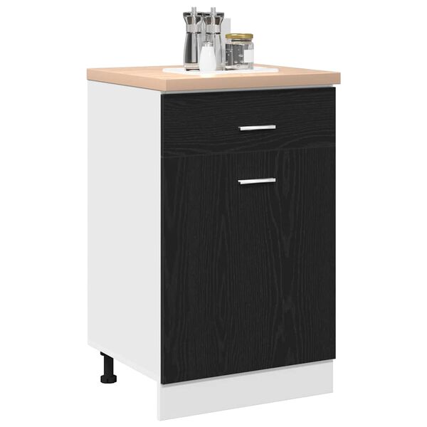 vidaXL Armoire suspendue avec tiroir Ch&ecirc;ne noir 50 x 46 x 81,5 cm