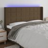vidaXL Tête de lit à LED Marron foncé 203x16x118/128 cm Tissu