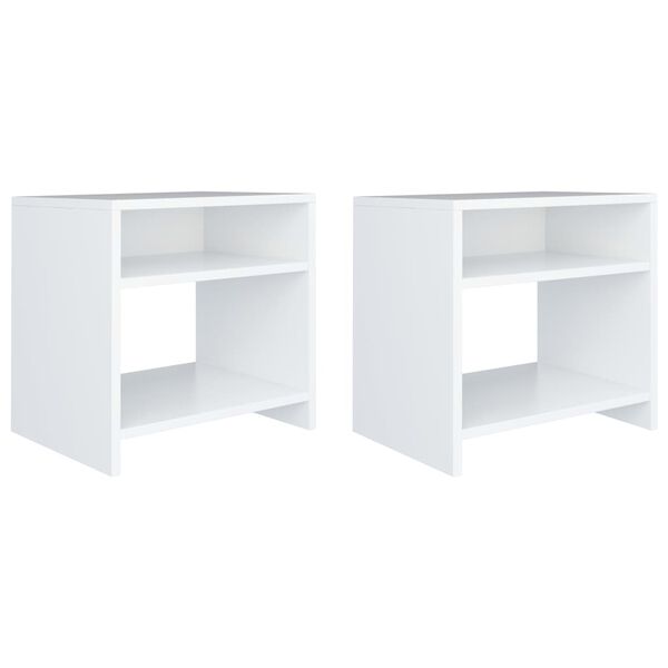 vidaXL Tables de chevet 2 pcs Blanc 40x30x40 cm Bois d'ingénierie