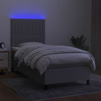 vidaXL Sommier à lattes de lit avec matelas et LED Gris clair 90x200cm