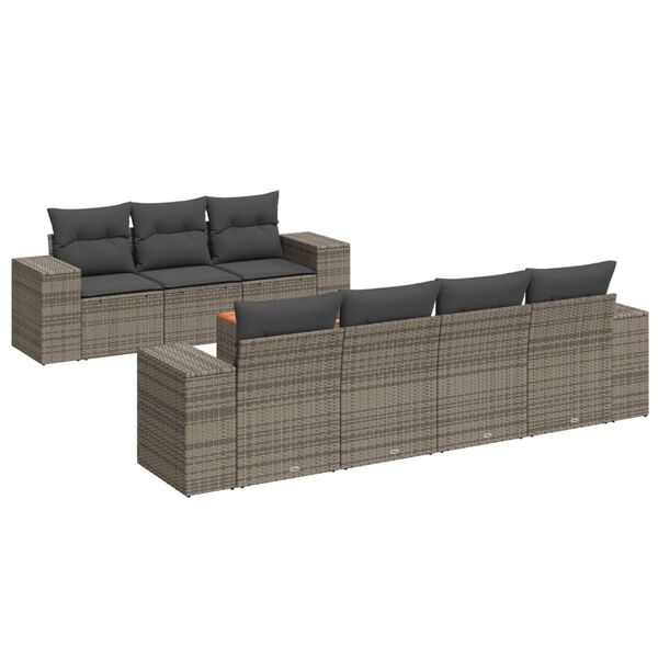 vidaXL Salon de jardin 8 pcs avec coussins gris r&eacute;sine tress&eacute;e